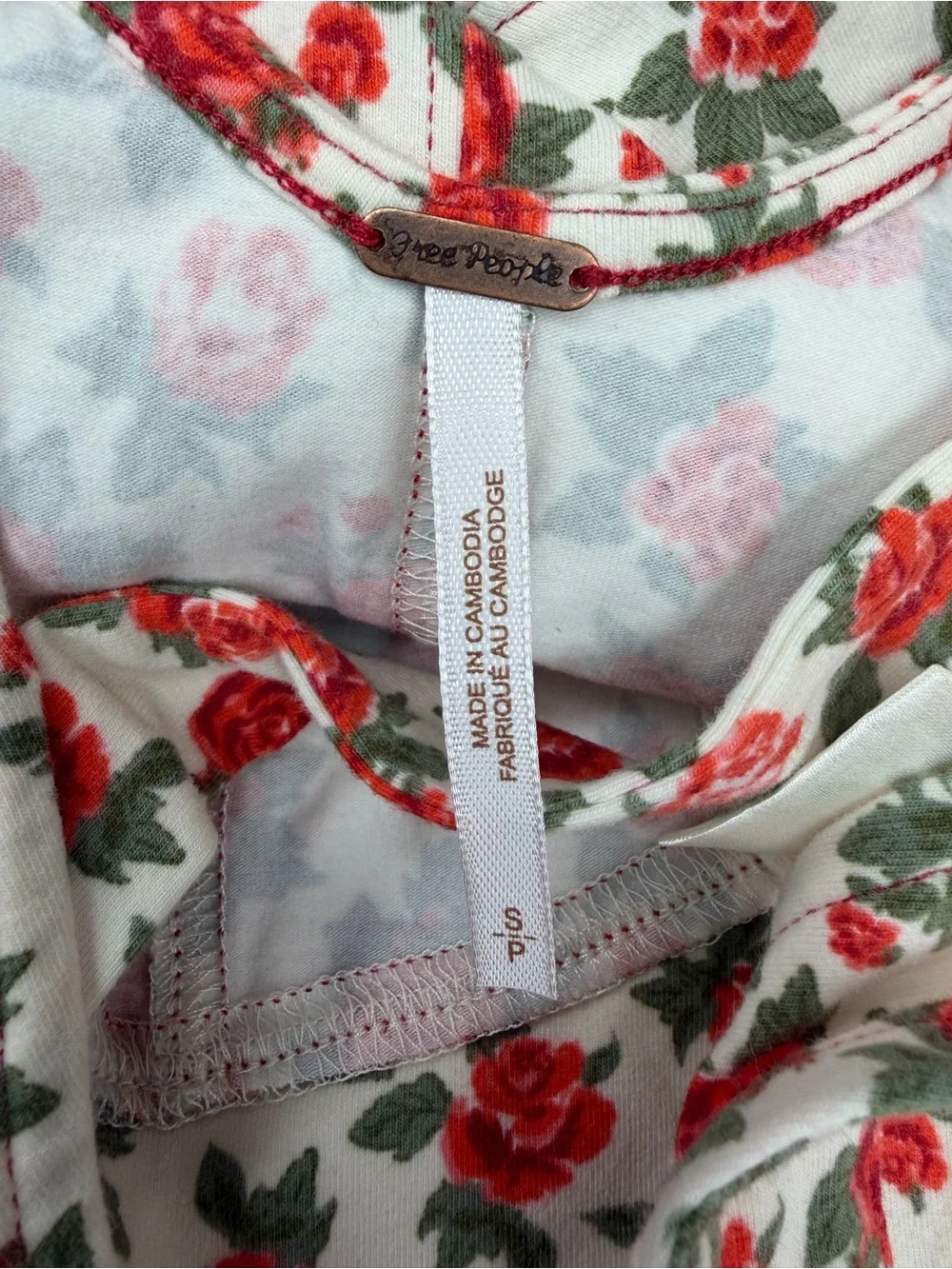 Free People Floral Rose Print Crop Top